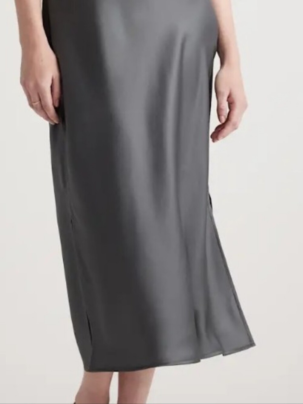 Midi Slip Skirt - Grey, Size Large, NWT